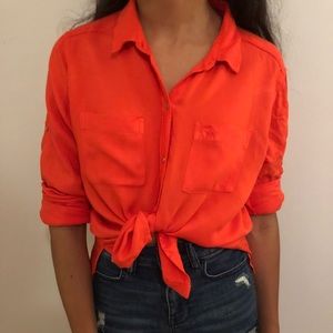 Abercrombie orange button up shirt